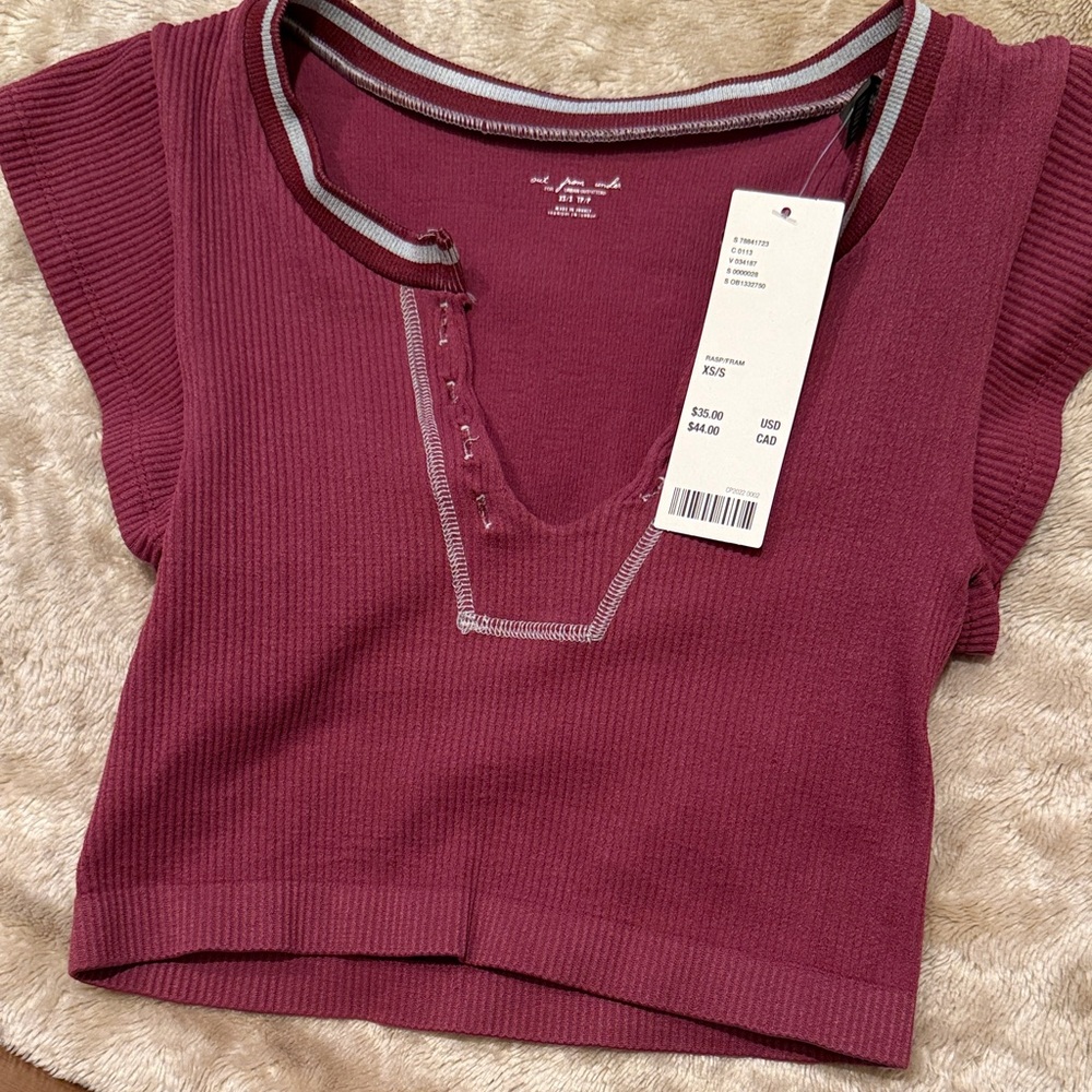 Urban Outfitters Burgundy Ribbed Crop Top